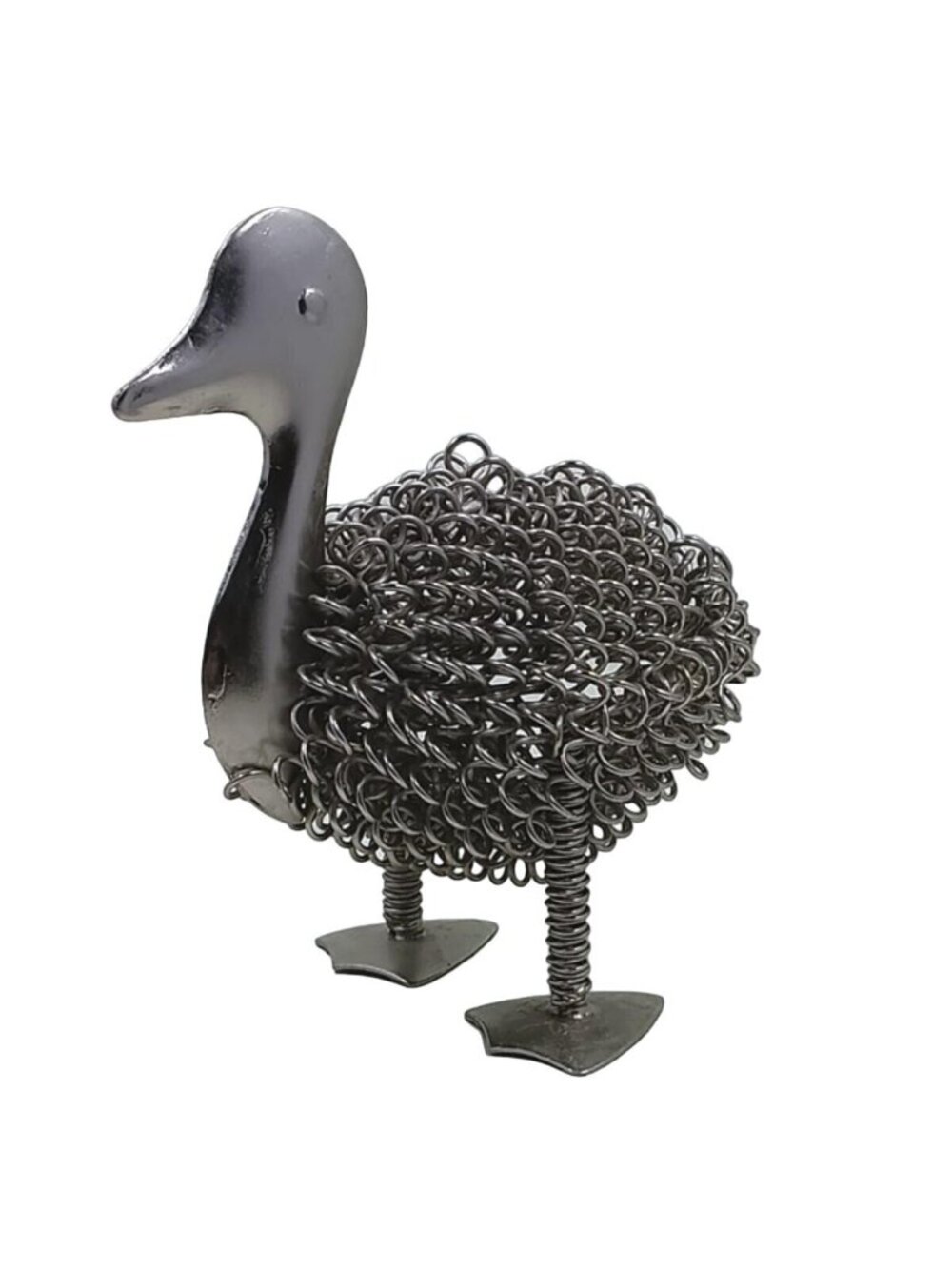 Wiggle Duck & Duckling Nickel silver colored sculpture, rustic farmyard metal - Picture 3 of 6